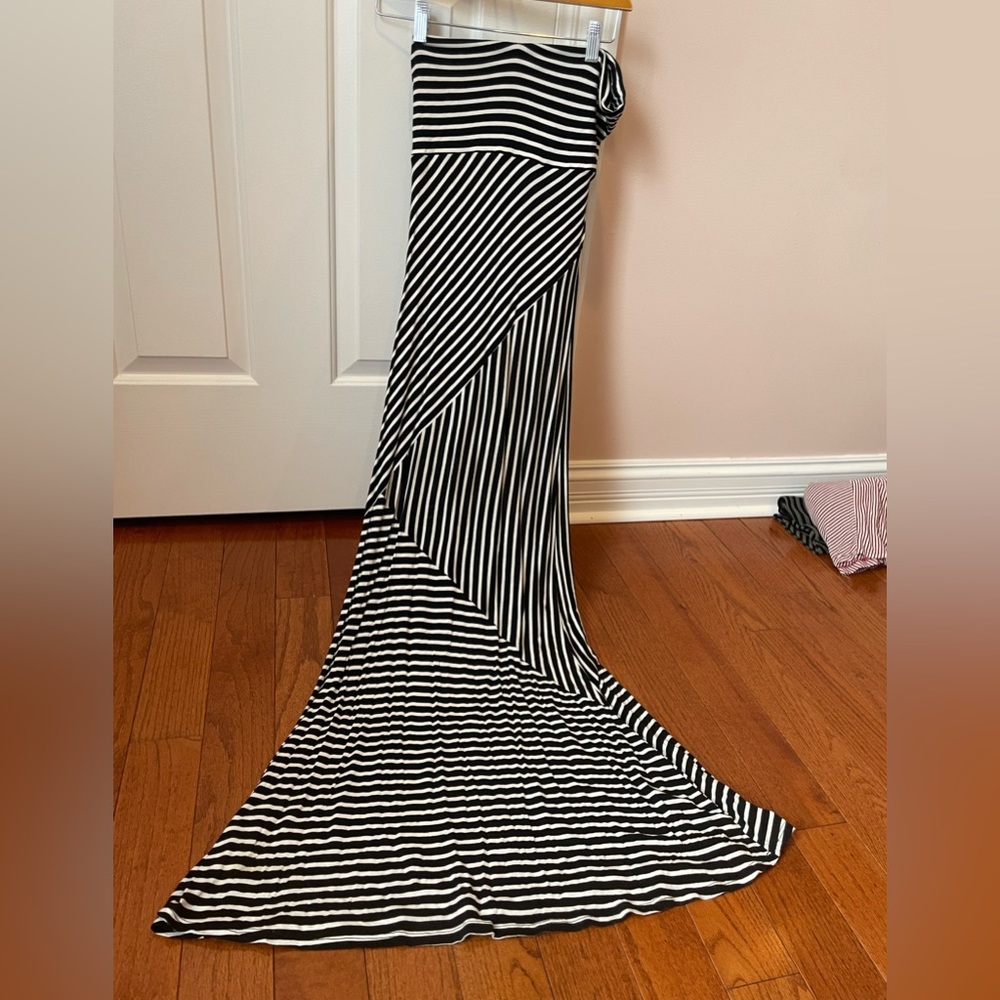 Black and white stripe maxi skirt/ dress size s